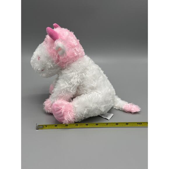 Evergreen Enterprises Pink White Cow Plush W/ Horns Stuffed Animal - Picture 6 of 11